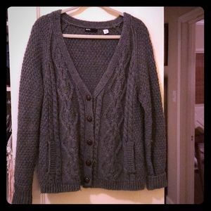 BDG gray cable knit cardigan sweater